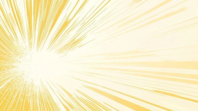Dynamic yellow manga speed lines background for anime action effects and comic book impact illustration design element.