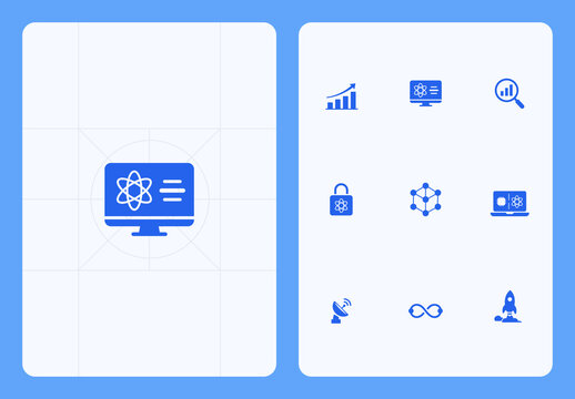 Quantum Computing and Data Science Icon Set