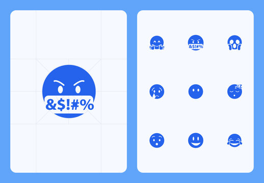 Emoji Reaction Faces Solid Icon Set