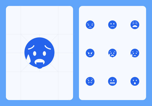 Sad and Anxious Emoji Icon Set