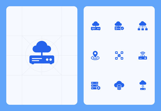 Cloud Storage and Network Management Vector Icon Set