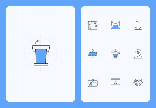 Conference Event and Hospitality Line Icon Set