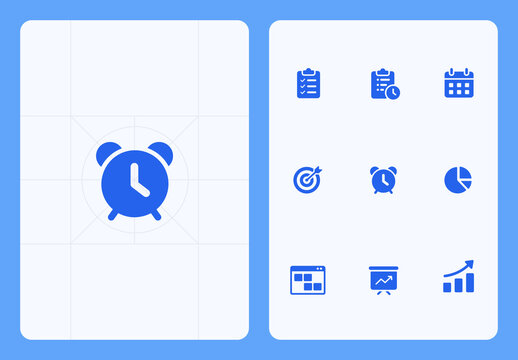 Time Management and Productivity Icons Set