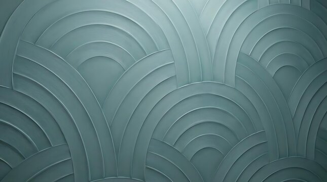 Geometric teal 3D arched texture wall pattern.