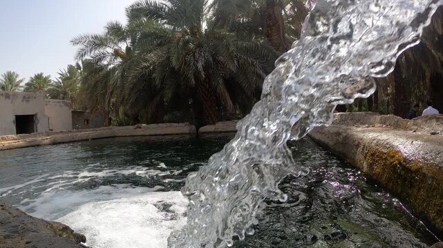 Water flowing in The Garden of Salman Al Farsi (RA) in Madinah, Saudi Arabia.