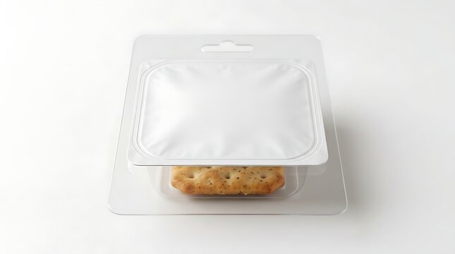 A single crispy cracker inside a clear plastic blister packaging for retail display