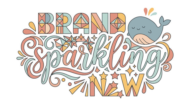 brand new sparkling launch concept with colorful geometric logo design and celebration elements for marketing