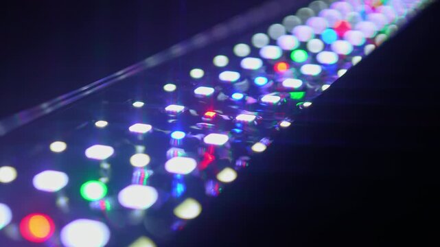 View of light emitting diode led used in many technologies commercial fixtures street lights electronics and displays. Indicators on appliances and decorative lighting.