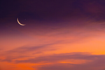 Background night sky of with crescent moon,and stars .Background Greeting card for the holy month of Ramadan of islam   © Media 