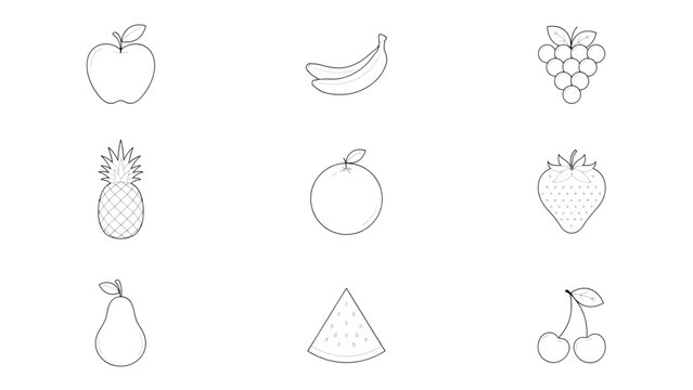 Set of six playful cartoon fruit characters with different expressions and poses Vector