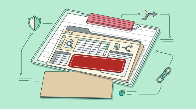 business concept illustration of digital document management and data security
