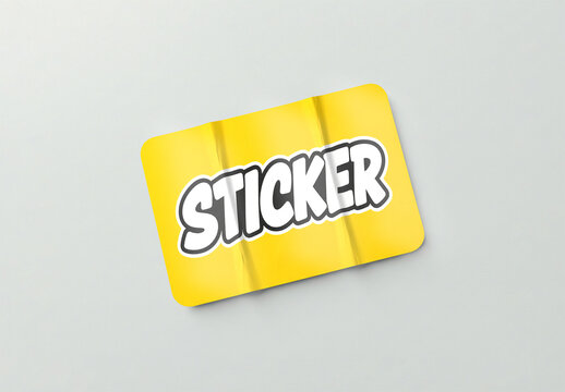 Wrinkled Rectangle Sticker PSD Mockup