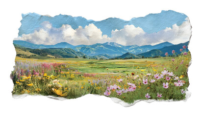 Fototapeta premium PNG Vibrant mountain meadow landscape