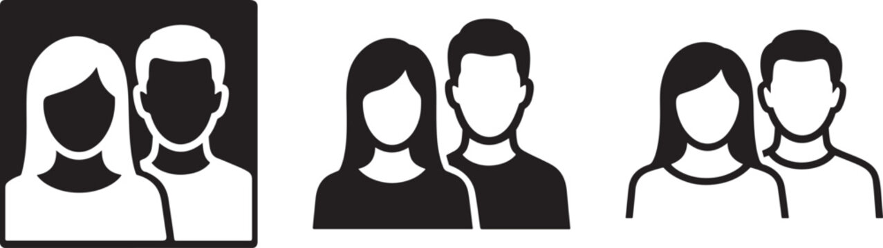 Man and woman user avatar profile icons.
