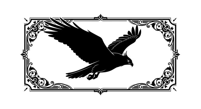 Black bird in flight silhouette.