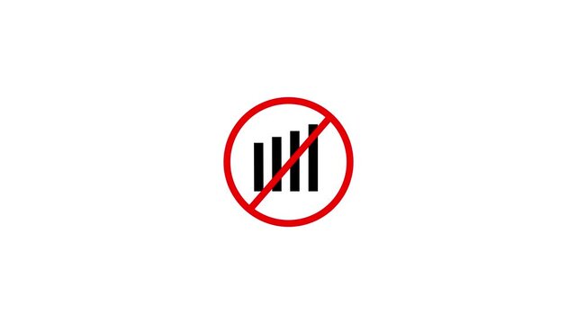 Lost Connection Icon Animation on white background,Net Connection lost symbol,Internet connection lost,Unavailable mobile network animated flat item.