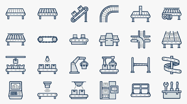 Industrial and Warehouse Equipment Icons Set