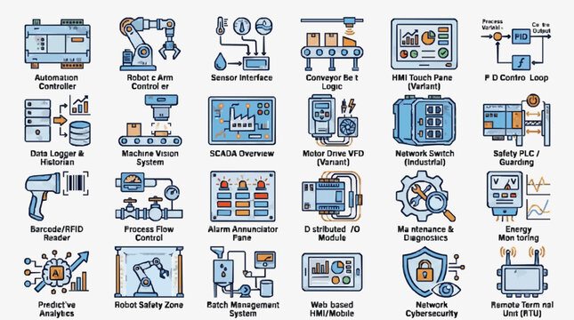 Industrial Automation and Control Systems Icons