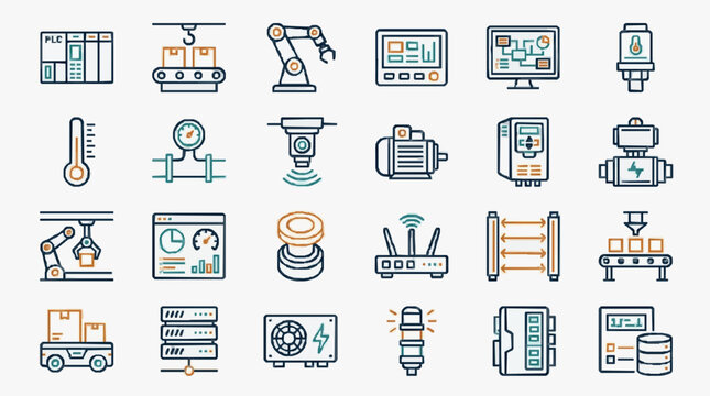 Industrial Automation and IoT Equipment Icons