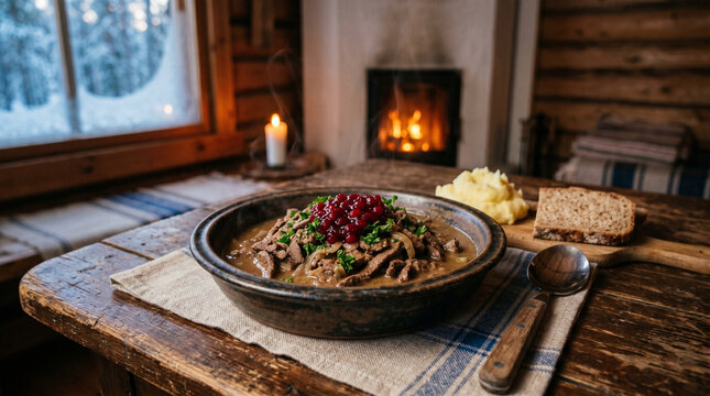 Poronk&auml;ristys, traditional Finnish dish