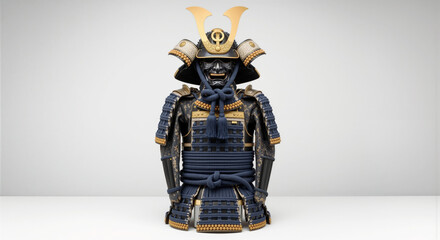 Obraz premium A Lego samurai warrior figure in black and gold armor and helmet with a dramatic crest on top symbolizing honor and courage in Japanese culture and history.