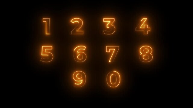 Neon glowing number count. 3D geometry shapes numerals. font alphabet and Motion graphics of number concept.4k motion graphics video animation