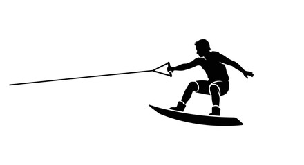 Fototapeta premium Man wakeboarding on water sports.