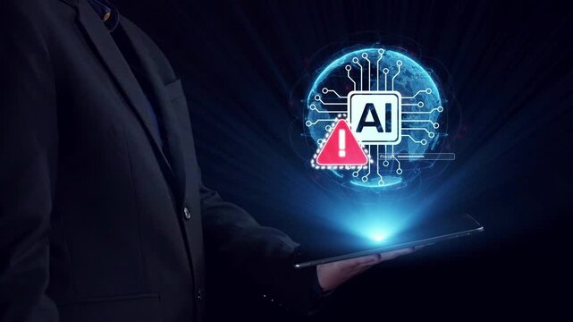 AI interface showing prompt error warning and system alert. AI prompt failure can lead to incorrect output or hallucination. Managing AI prompt error is crucial in safe AI deployment. Elide
