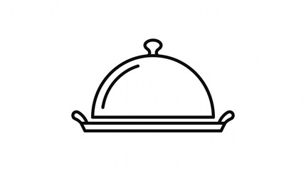 Fototapeta premium Food Serving Cloche Line Icon, Restaurant Meal Cover Outline Vector Illustration, Catering and Hospitality Symbol Isolated on White Background for Hotel, UI, Web and Mobile App Design