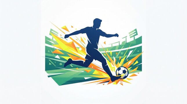 Dramatic football match field at night with glowing lights illustration