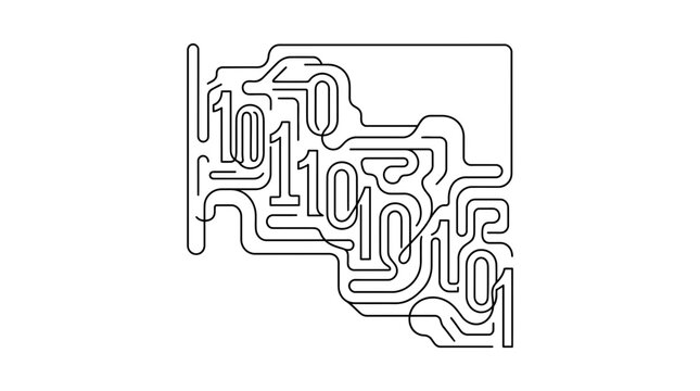 Binary code integrated with computer circuit traces.