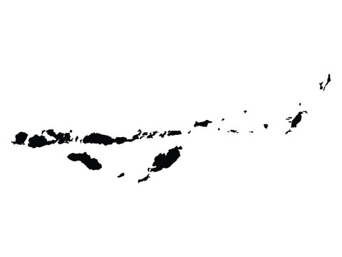 Silhouette map of the Nusa Tenggara archipelago, showing the geographical chain of islands on a solid white background.