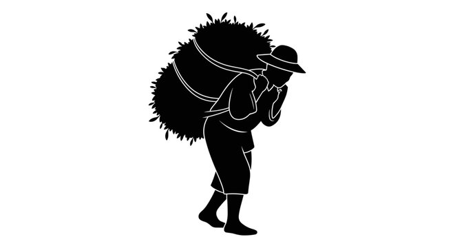 Man carrying a hay bale.