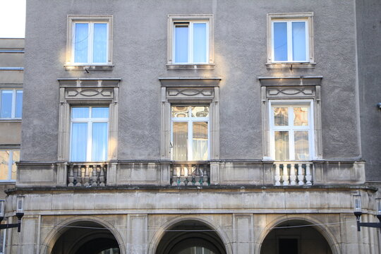 Soviet Apartment Building in Nowa Huta Neighborhood in Krak&oacute;w, Poland