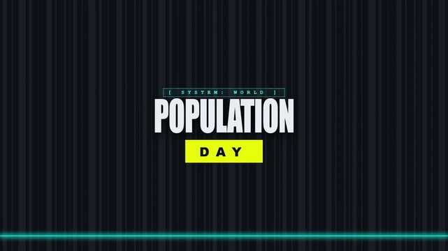 World Population Day Modern Digital Glitch Motion Graphics Background for Global Awareness Social Media Announcement and International Demographic Celebration