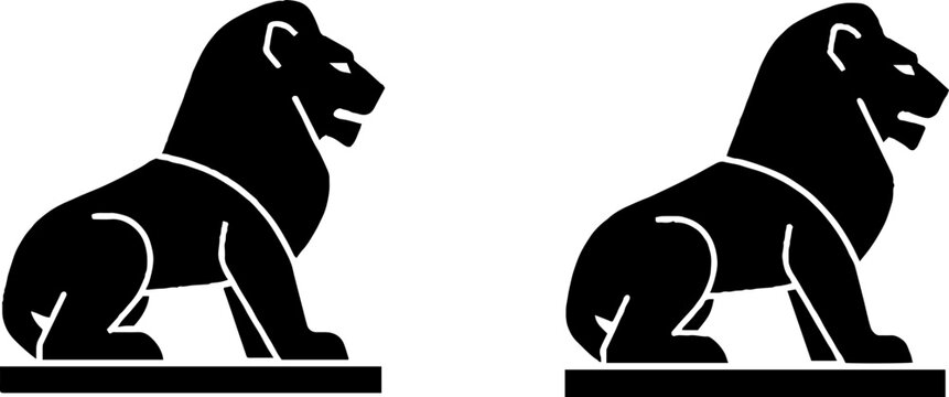 Two black panther statues in sitting pose.