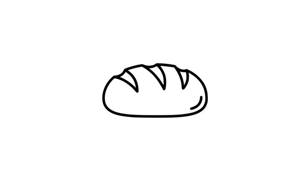 Simple Bread Loaf Vector Icon Bakery Logo Illustration Isolated on White Background