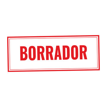 Red draft rubber stamp text in a rectangular frame isolated on transparent background