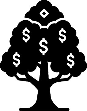 Money tree symbol with dollar signs and diamond shape.