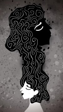 woman with a shadow emerging from her mind representing the freudian unconscious