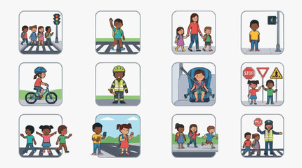Fototapeta premium Children Learning Traffic Safety Rules.
