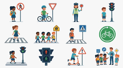 Fototapeta premium Children Learning Traffic Safety Rules.