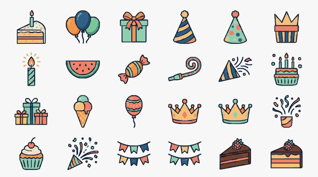 Celebration Party Icons Collection.