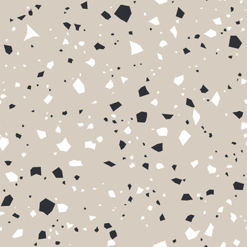 Seamless Terrazzo Pattern with Abstract Stone Chips on a Light Background.