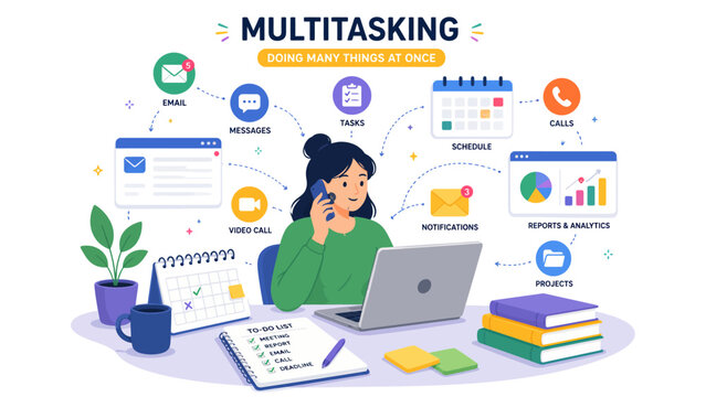 Concept of effective business multitasking and time management