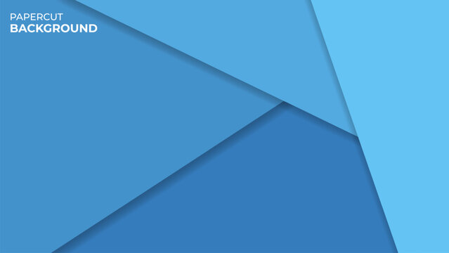 Minimalist Blue Papercut Background with Geometric Angular Layered Shapes