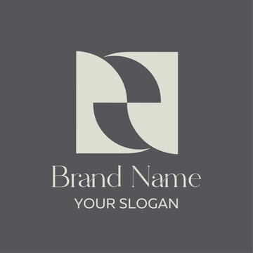 Symmetrical Geometric Flower Crest Logo