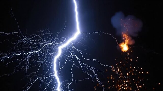 Lightning Strikes Electrical Storm Flash.