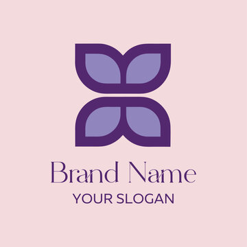 Geometric Butterfly Four Petal Emblem Logo