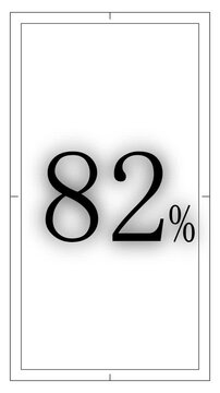 82 percent progress indicator text animation on white background